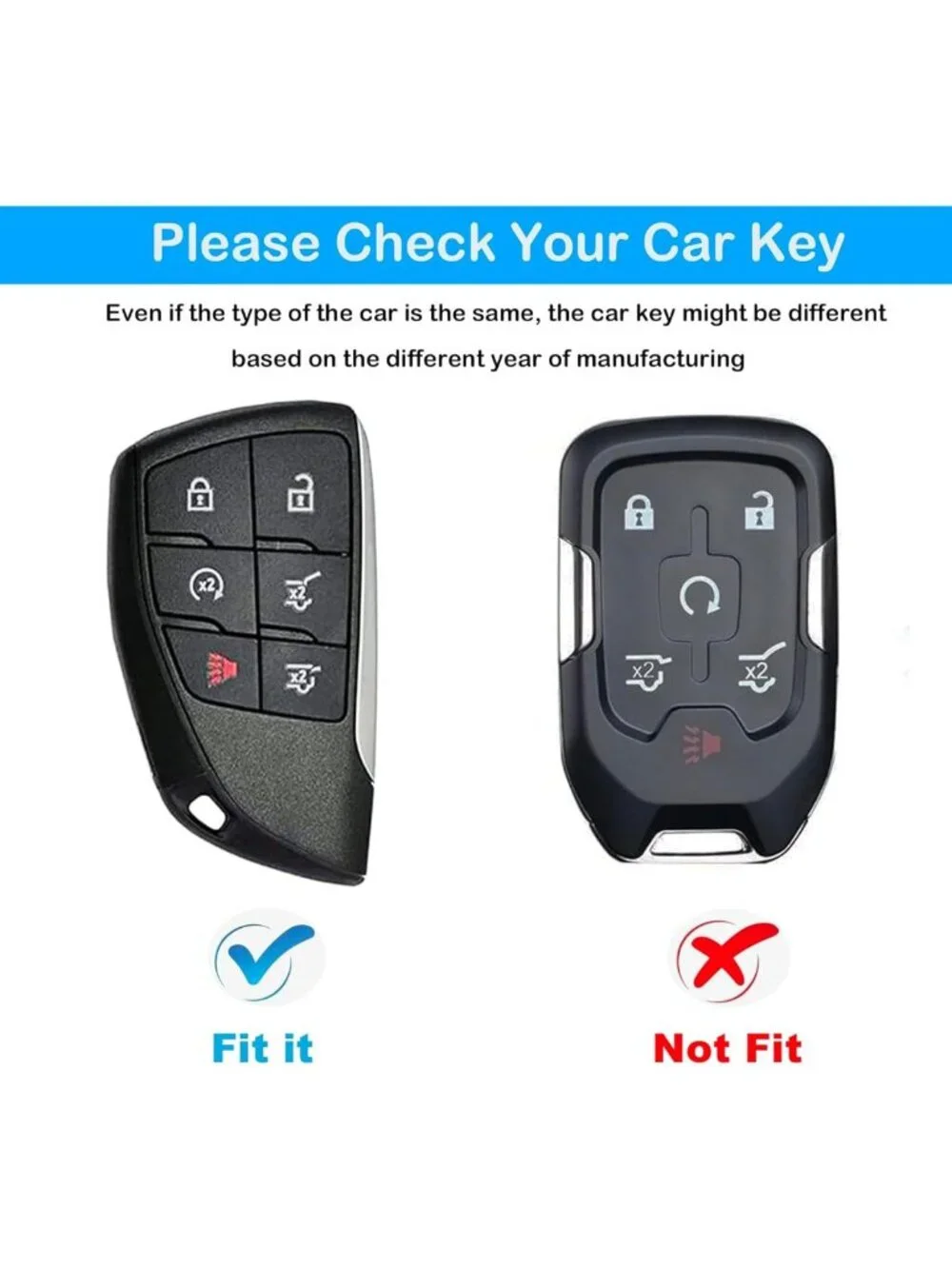 Stylish Leather Key Fob Cover - Retro Protection Case for Chevy & GMC (Black, 6